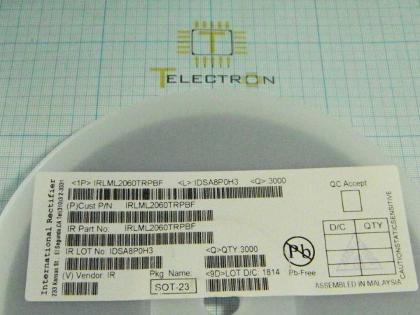  Транзистор полевой, N-канал, 60В, 1.2А, IRLML2060TRPBF 