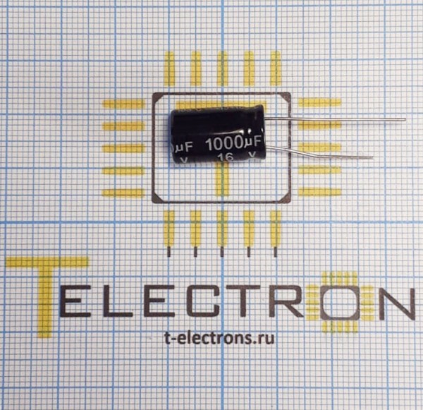  Конденсатор электролитический 1000 мкФ x 16 В, 105 °C, ECAP (К50-35) 