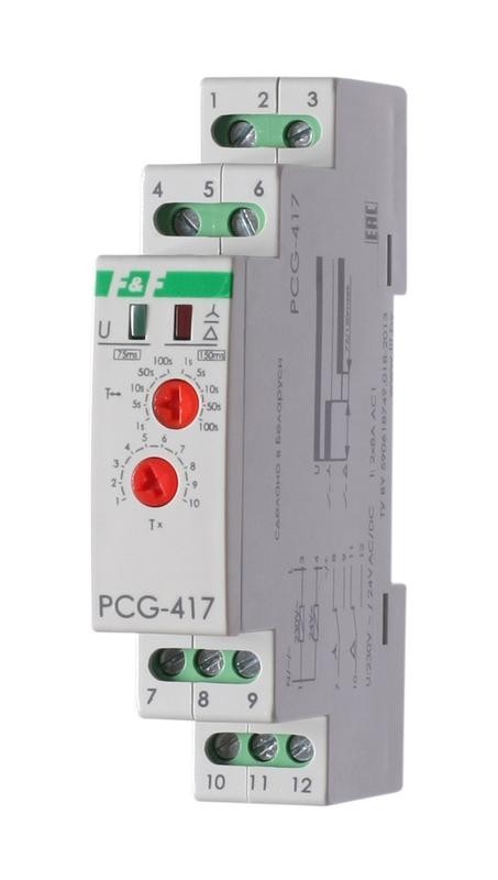  Реле времени PCG-417 (звезда-треугольник для пуска электродвиг. 230В 2х8А 2НО IP20 монтаж на DIN-рейке) F&F EA02.001.020 
