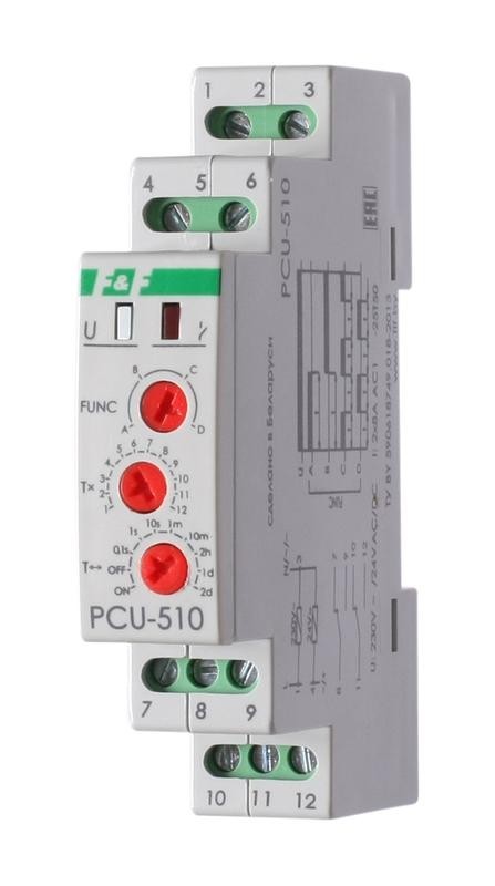  Реле времени PCU-510 (многофункц. 230В 2х8А 2перекл. IP20 монтаж на DIN-рейке) F&F EA02.001.009 