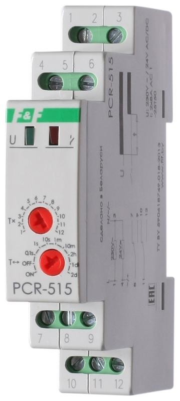  Реле времени PCR-515 (задержка вкл. 230В 2х8А 2перекл. IP20 монтаж на DIN-рейке) F&F EA02.001.006 