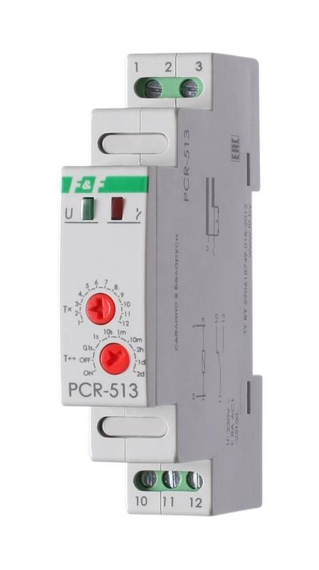  Реле времени PCR-513 (задержка вкл. 230В 8А 1перекл. IP20 монтаж на DIN-рейке) F&F EA02.001.003 
