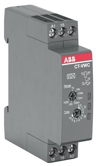  Реле времени CT-VWC.12 компактное (импульс при включ.) 24-48B DC 24-240B AC (7 диапазонов времени 005с...100ч) 1ПК ABB 1SVR508130R0000 
