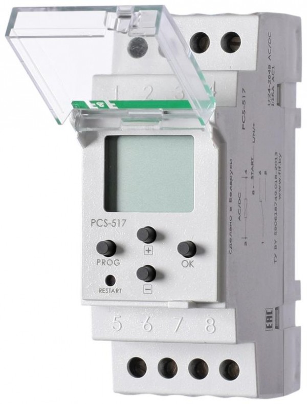  Реле времени PCS-517 (многофункц. (цифр./индикация) 24-264В AC/DC 16А 1перекл. IP20 монтаж на DIN-рейке) F&F EA02.001.015 