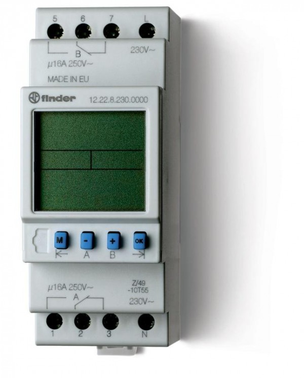  Реле времени цифровое недельное монтаж на рейку 35мм 2CO 16А 230В AC 35.8мм IP20 FINDER 122282300000PAS 