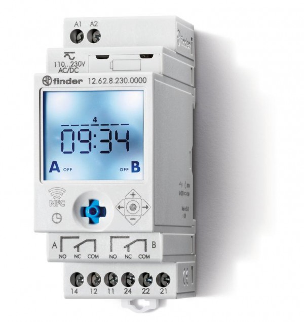  Реле времени цифровое недельное монтаж на рейку 35мм 2CO 16А 110…230В AC/DC NFC 35мм IP20 FINDER 126282300000 