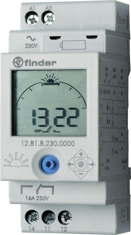  Реле времени цифровое ASTRO монтаж на рейку 35мм 1CO 16А 110…230В AC/DC 35мм IP20 FINDER 128182300000PAS 