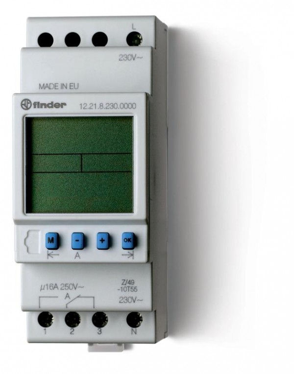  Реле времени цифровое недельное монтаж на рейку 35мм 1CO 16А 230В AC 35.8мм IP20 FINDER 122182300000PAS 