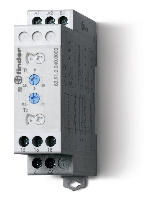  Таймер модульный мультифункциональный (LI LE PI PE) 24…240В AC/DC 1CO 16А 22.5мм регулировка времени 0.05с…10дней IP20 FINDER 839102400000 