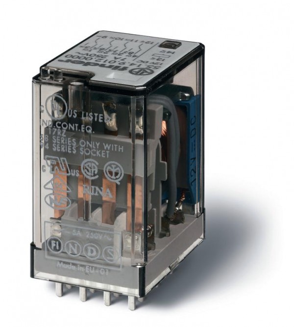  Реле миниатюрное общего назначения PCB 4CO 7А AgNi FINDER 551490240000 