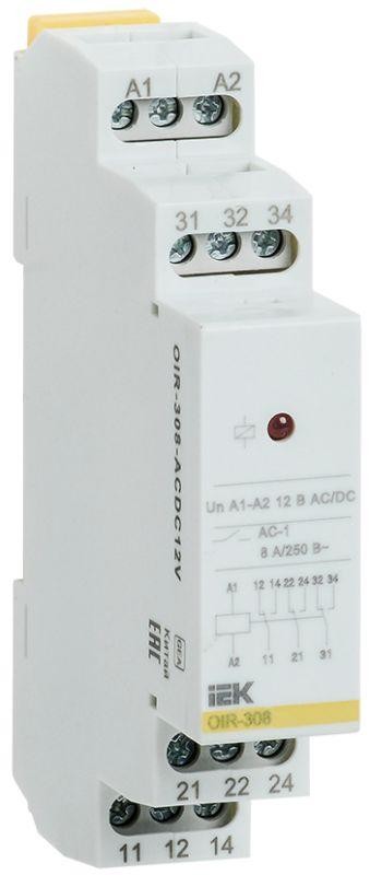  Реле промежуточное OIR 3 конт. (8А) 12В AC/DC ИЭК OIR-308-ACDC12V 