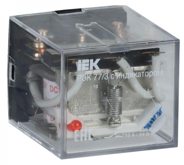  Реле РЭК 77-3(LY3) с инд. 10А 12В DC ИЭК RRP10-3-10-012D-LED 