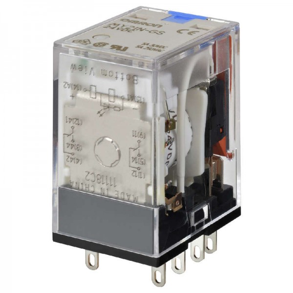  Реле MY-GS DPDT MY2INGSDC24BYOMZ светодиод. индикатор тест. кнопка 24В AC Omron 686143 