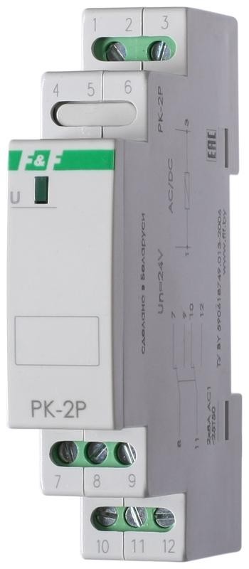  Реле промежуточное PK-2P 12 (монтаж на DIN-рейке 35мм 12В AC/DC 2х8А 2P IP20) F&F EA06.001.006 
