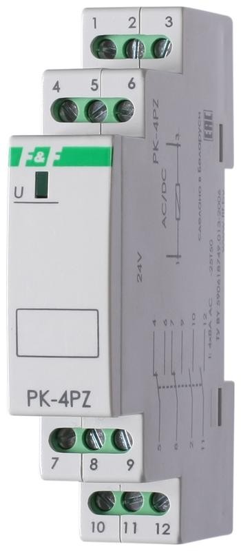  Реле промежуточное PK-4PZ/48 (48В AC/DC 1 модуль монтаж на DIN-рейке 4х8А 2NO/NC+2NO IP20) F&F EA06.001.028 