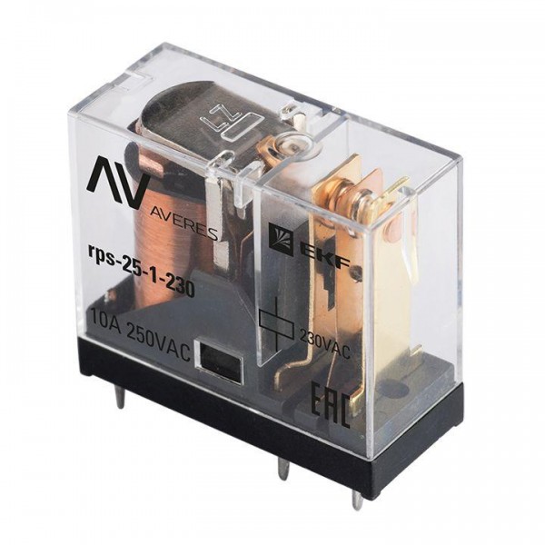  Реле промежуточное РП slim 25/1 10A 230В AC AVERES EKF rps-25-1-230 
