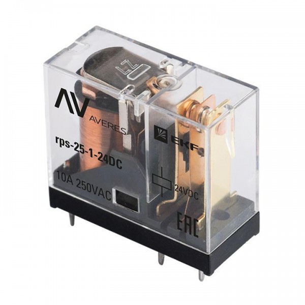  Реле промежуточное РП slim 25/1 10A 24В DC AVERES EKF rps-25-1-24DC 