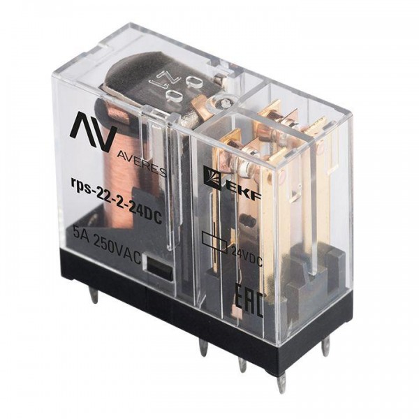  Реле промежуточное РП slim 22/2 5А 24В DC AVERES EKF rps-22-2-24DC 