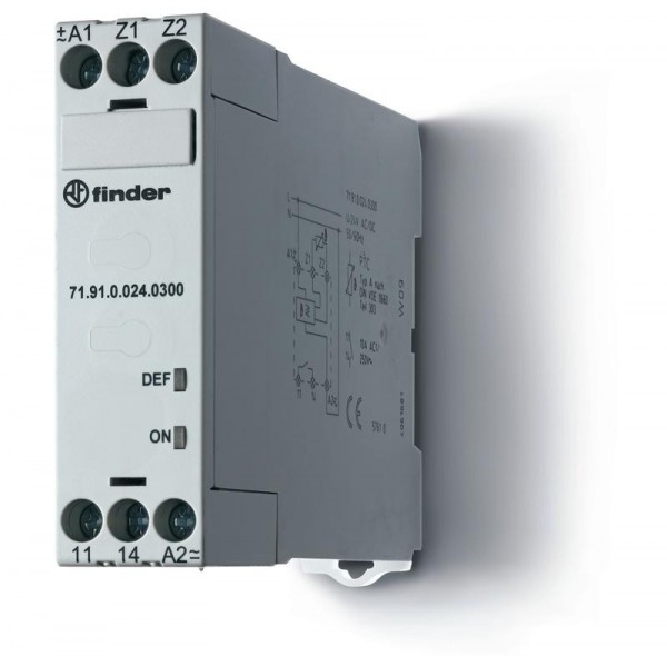  Реле термисторное (PTC) без памяти отказов 230В АС выход 1NO 10А 22.5мм IP20 FINDER 719182300300PAS 