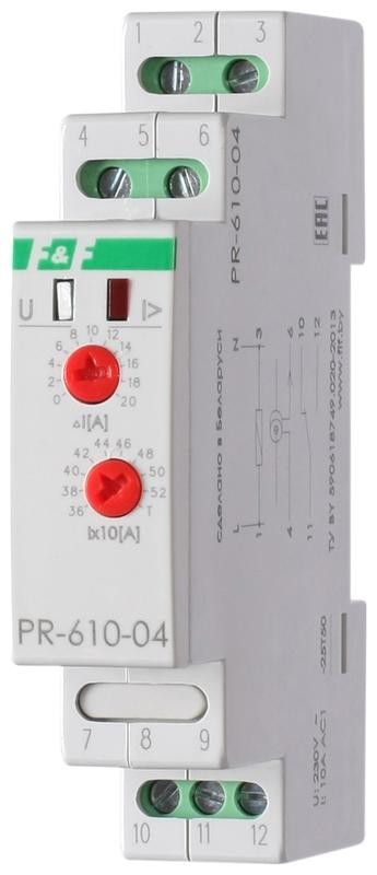  Реле тока PR-610-04 (360-540А; с выносным ТТ в комплекте; 1 модуль; монтаж на DIN-рейке) F&F EA03.004.012 