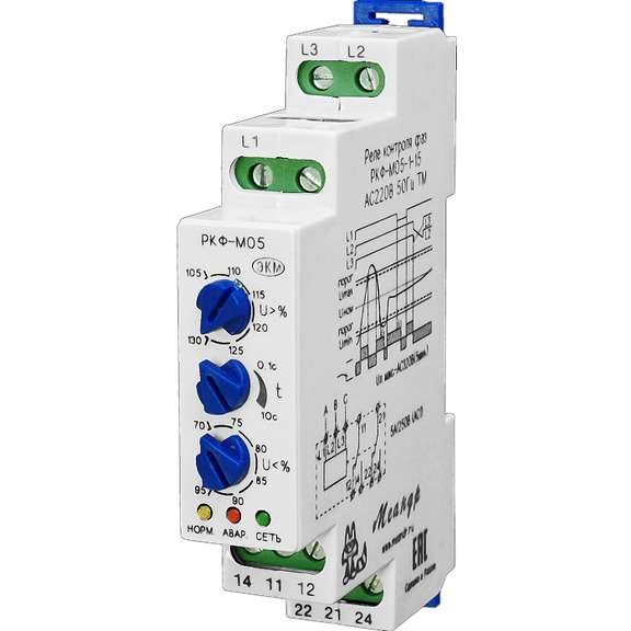  Реле контроля фаз РКФ-М05-1-15 AC400В УХЛ4 Реле и Автоматика A8302-16934683 