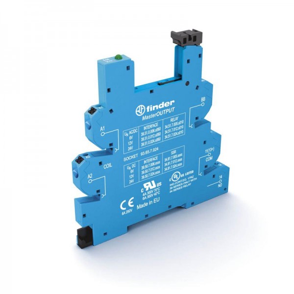  Розетка MasterOUTPUT с безвинт. клеммами Push-in для реле 34 серии 230-240В AC в комплекте пластик. клипса опции: LED FINDER 93658230 