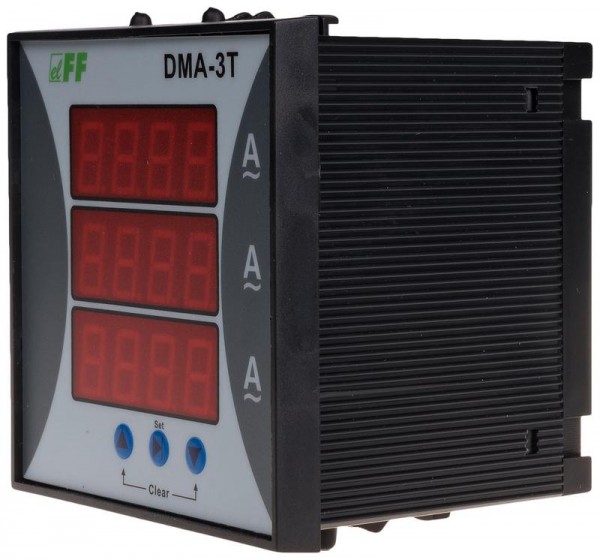  Указатель тока DMA-3T (3ф Iизм. 0.05-5; 1-9000 (с внешними ТТ) Uпит. 150-240В АС цифровая индикация монтаж на панель IP20) F&F EA04.008.012 