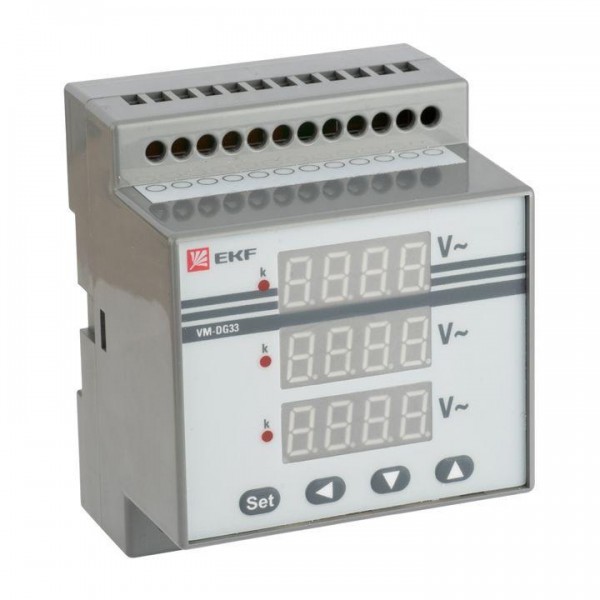  Вольтметр цифровой VD-G33 на DIN-рейку трехфазный EKF vd-g33 