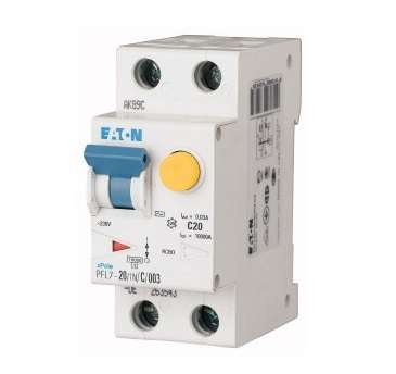  Выключатель авт. диф. тока 1+N С 20/0.03А (AC/DC) 10кА PFL7-20/1N/C/003-G-DE EATON 263545 