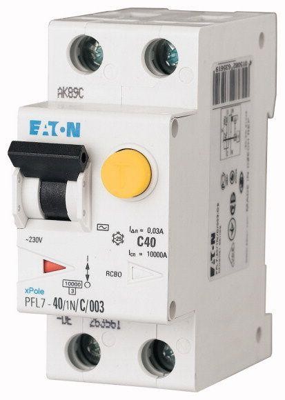  Выключатель авт. диф. тока 1+N С 40/0.03А (AC) 10кА PFL7-40/1N/C/003-DE EATON 263561 