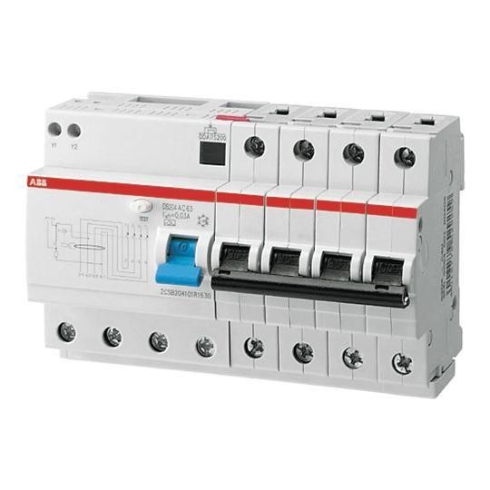 Выключатель авт. диф. тока 4п 8мод. C 63А 30мА тип AC 6кА DS204 ABB 2CSR254001R1634 