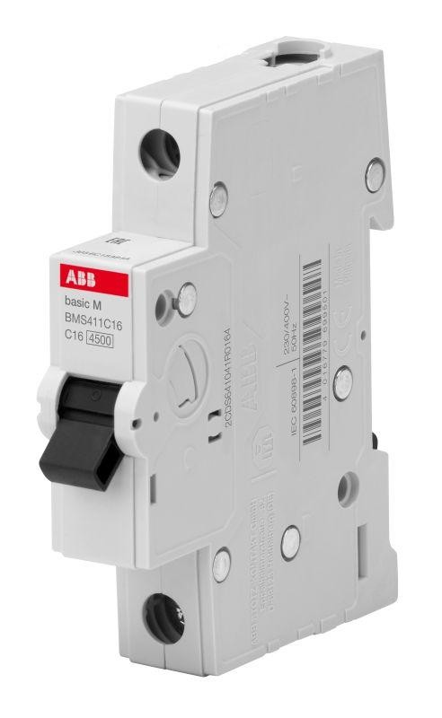  Выключатель автоматический модульный 1п C 16А 4.5кА Basic M BMS411C16 ABB 2CDS641041R0164 