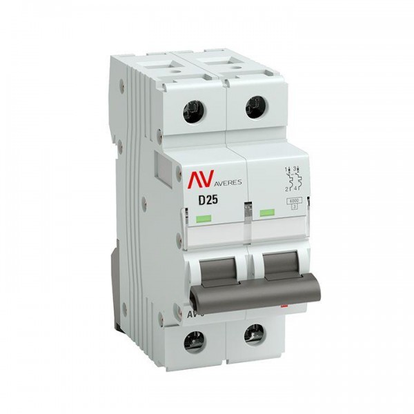 Выключатель автоматический модульный 2п D 25А 10кА AV-10 AVERES EKF mcb10-2-25D-av 