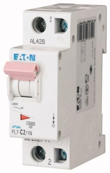  Выключатель автоматический модульный 2п (1P+N) C 2А 10кА PL7-C2/1N EATON 262744 