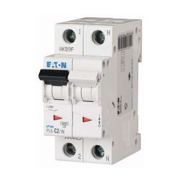  Выключатель автоматический модульный 2п (1P+N) B 2А 6кА PL6-B2/1N EATON 164907 