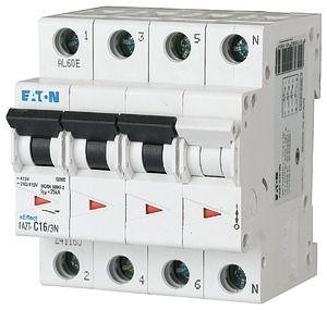  Выключатель автоматический модульный 4п (3P+N) C 20А 25кА FAZT-C20/3N EATON 241170 