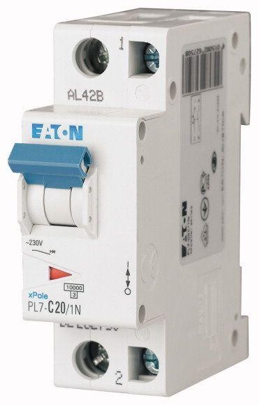  Выключатель автоматический модульный 2п (1P+N) C 20А 10кА PL7-C20/1N EATON 262750 