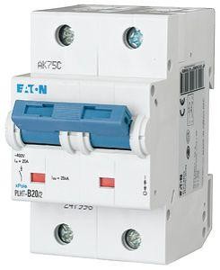  Выключатель автоматический модульный 2п B 20А 25кА PLHT-B20/2 EATON 247998 