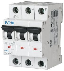  Выключатель автоматический модульный 3п D 25А 15кА FAZ-D25/3 EATON 278898 