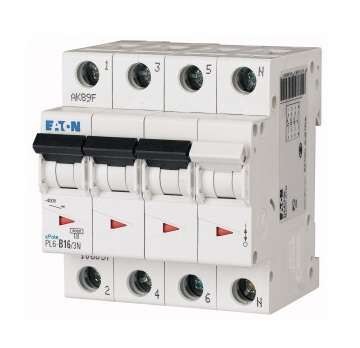  Выключатель автоматический модульный 4п (3P+N) C 16А 6кА PL6-C16/3N EATON 106910 