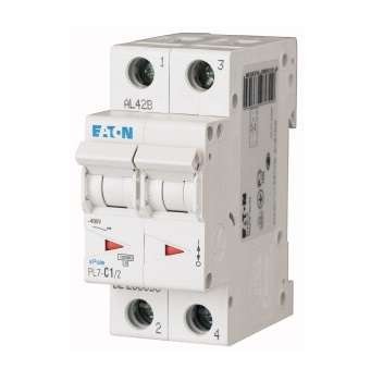  Выключатель автоматический модульный 2п D 1А 10кА PL7-D1/2 EATON 108184 