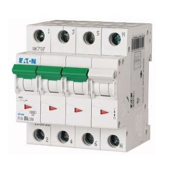  Выключатель автоматический модульный 4п (3P+N) C 1А 6кА PL6-C1/3N EATON 165019 