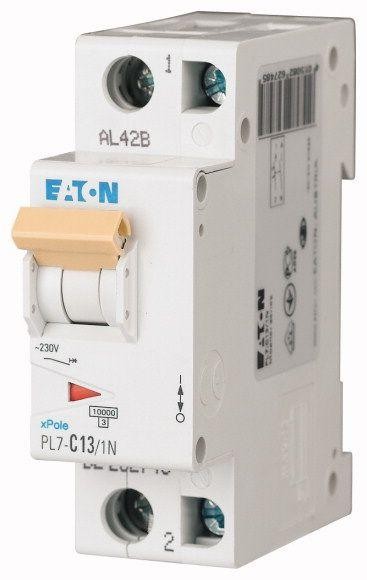  Выключатель автоматический модульный 2п (1P+N) C 13А 10кА PL7-C13/1N EATON 262748 