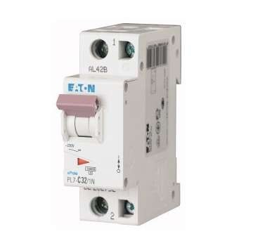  Выключатель автоматический модульный 2п (1P+N) B 32А 10кА PL7-B32/1N EATON 262743 