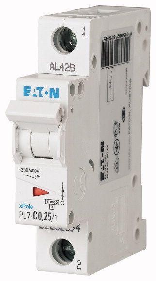  Выключатель автоматический модульный 1п C 0.25А 10кА PL7-C0.25/1 EATON 262694 