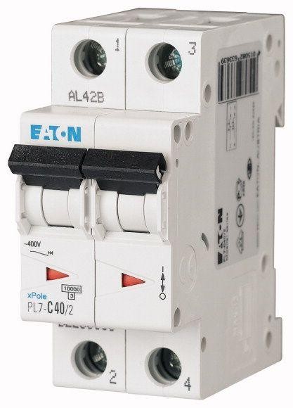  Выключатель автоматический модульный 2п C 40А 10кА PL7-C40/2 EATON 263363 