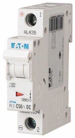  Выключатель автоматический модульный 1п C 50А 6кА PL7-C50/1-DC EATON 264894 