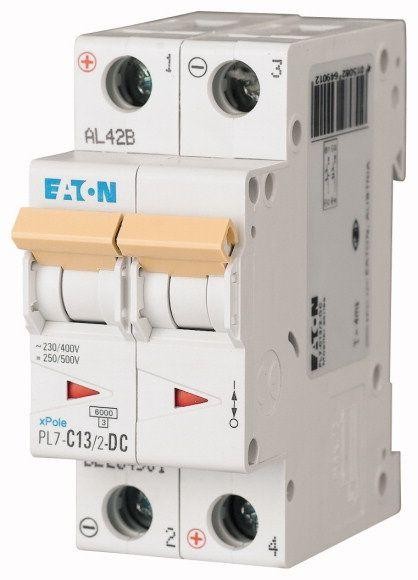 Выключатель автоматический модульный 2п C 13А 6кА PL7-C13/2-DC EATON 264901 
