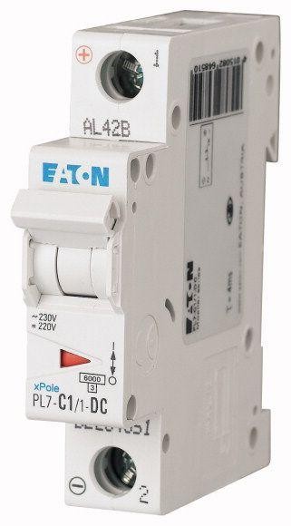  Выключатель автоматический модульный 1п C 1А 6кА PL7-C1/1-DC EATON 264851 