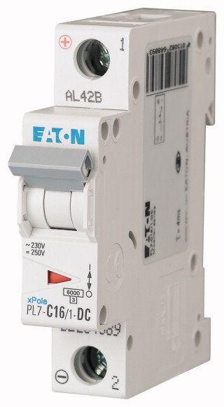  Выключатель автоматический модульный 1п C 16А 6кА PL7-C16/1-DC EATON 264889 